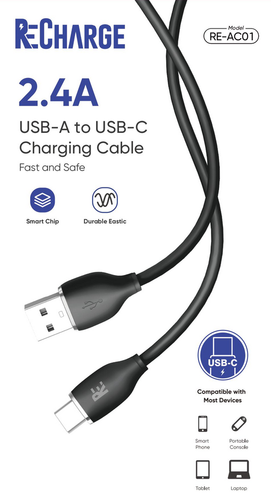 ReCharge USB-A to Type-C 3FT Cable