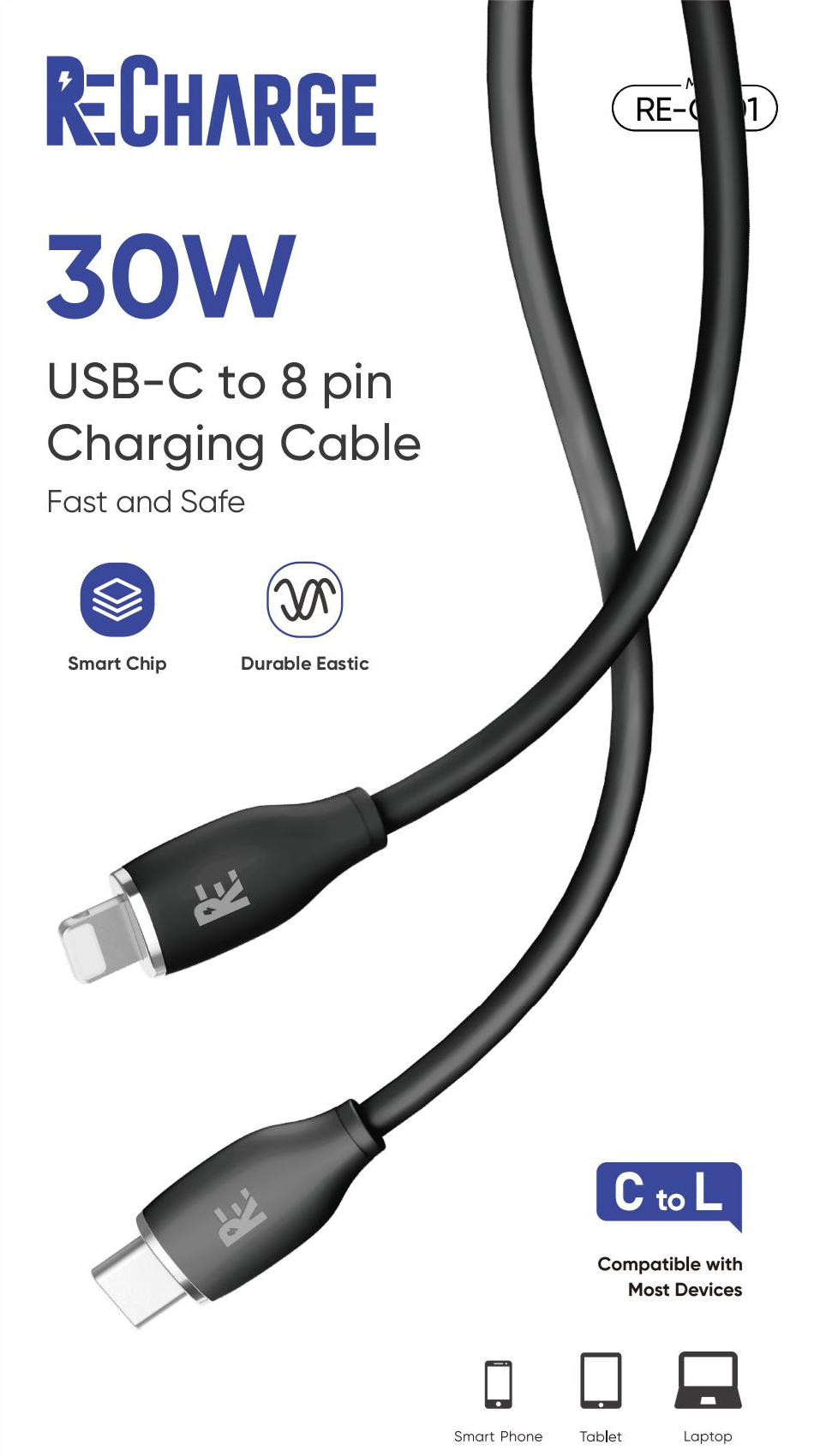 ReCharge Type-C to Lightning 3FT Cable